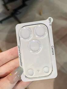 1pc Glitter Phone Camera Lens Protector, Lens Sticker, With Flash Lens Film, Compatible With Apple 17, 17Pro, 17Air, 17Pro Max, 16, 15, 14, 13, 12, 11 Pro Max Plus Mini - Silver - View 8