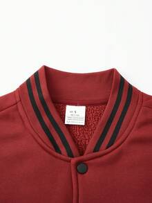 1pc Men's Red Jacket, Classic Striped Ribbed Collar, Cuffs And Hem ...