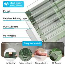 1/10/30pcs 2D Green Brick Pattern Self-Adhesive Wall Stickers, Peel And Stick Wall Decals, Waterproof Wallpaper, Suitable For Living Room, Kitchen, Bathroom Background Wall, Zellige Style - Dark Green - View 9