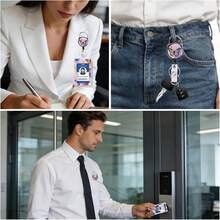 Butterfly-Pattern Lanyard Suitable For ID Badges And Keychains; Includes A Name Tag/ID Card Holder-A Great Gift For Female Teachers And Office Staff. - Pink Butterfly - View 6