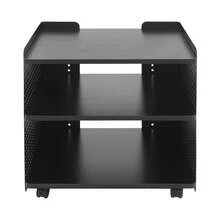 Druckertisch, 50 X 39 X 40cm 3-stufiger Druckerständer, Mobiler Druckerhalter mit Organizer Regal Aktenschrank für Büro Zuhause (schwarz) - Schwarz - Übersicht 3