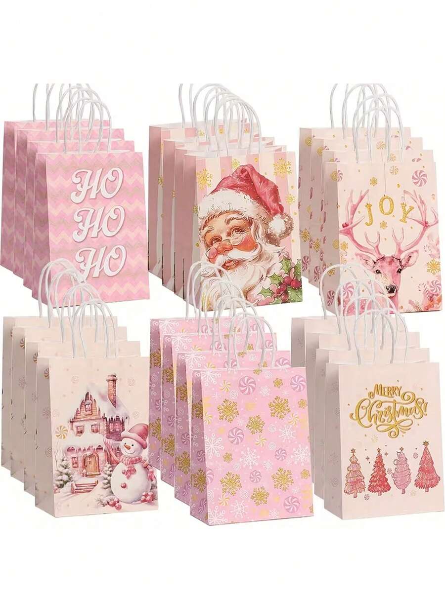 6pcs/1pc Christmas-Themed Gift Tote Bag-Suitable For Gift-Giving, Shopping, And Organizing Items; Perfect For Christmas Parties, Birthday Parties, Themed Events, Gift Exchanges, And More. - One Size Fits All - View 1