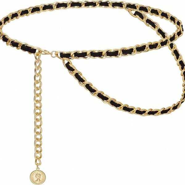 Light Luxury Gold Double-Layer Waist Chain Black Gold Chain High Waist Low Waist Versatile Accessory Tassel Pendant Versatile Waist Accessory