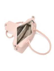 Dedoo Bolso de mano mini clásico de nylon con bloques de color para primavera/verano, bolso bandolera minimalista versátil con forma de concha y correa larga para el hombro - Rosa - Ver 3