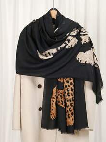 1pc Shen Gongbao Skin-Friendly Fleece Warm Faux Cashmere Printed Scarf Versatile Shawl - Multicolor - View 4