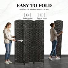 [Free Shipping] Folding Privacy Screen,Tall Portable Weave Partition Wall Divider,Modern Style Room Divider-XY715122 - Multicolor - View 5