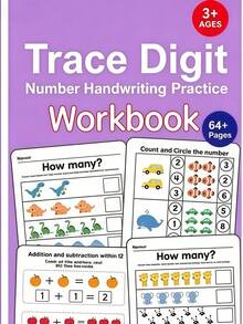 3-6 Years Old Children Counting And Writing Math Workbook, Includes Quantity Question And Answer Fun Exercises, Designed For Kindergarten Small And Large Classes, Helps Children Recognize Numbers And Practice Writing. This Workbook Features Cartoon Transportation Illustrations, It Is A Pen Control Training Exercise Set For Preschoolers And Elementary Students. Fun Math Exercises, Learn Counting And Writing Numbers 1 To 10, Essential Home Early Education Teaching Tool. - Multicolor - View 6