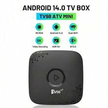 Android 14 Smart TV Box,Real Androidtv Smart TV Set Top Box, With 4K RK3518 Quad Core, Dual WiFi 6 Bluetooth 5 Voice Remote, 2GB Memory And 16GB Flash, Streaming Device, Modern Accessory, Highperformance Device - Black - View 2