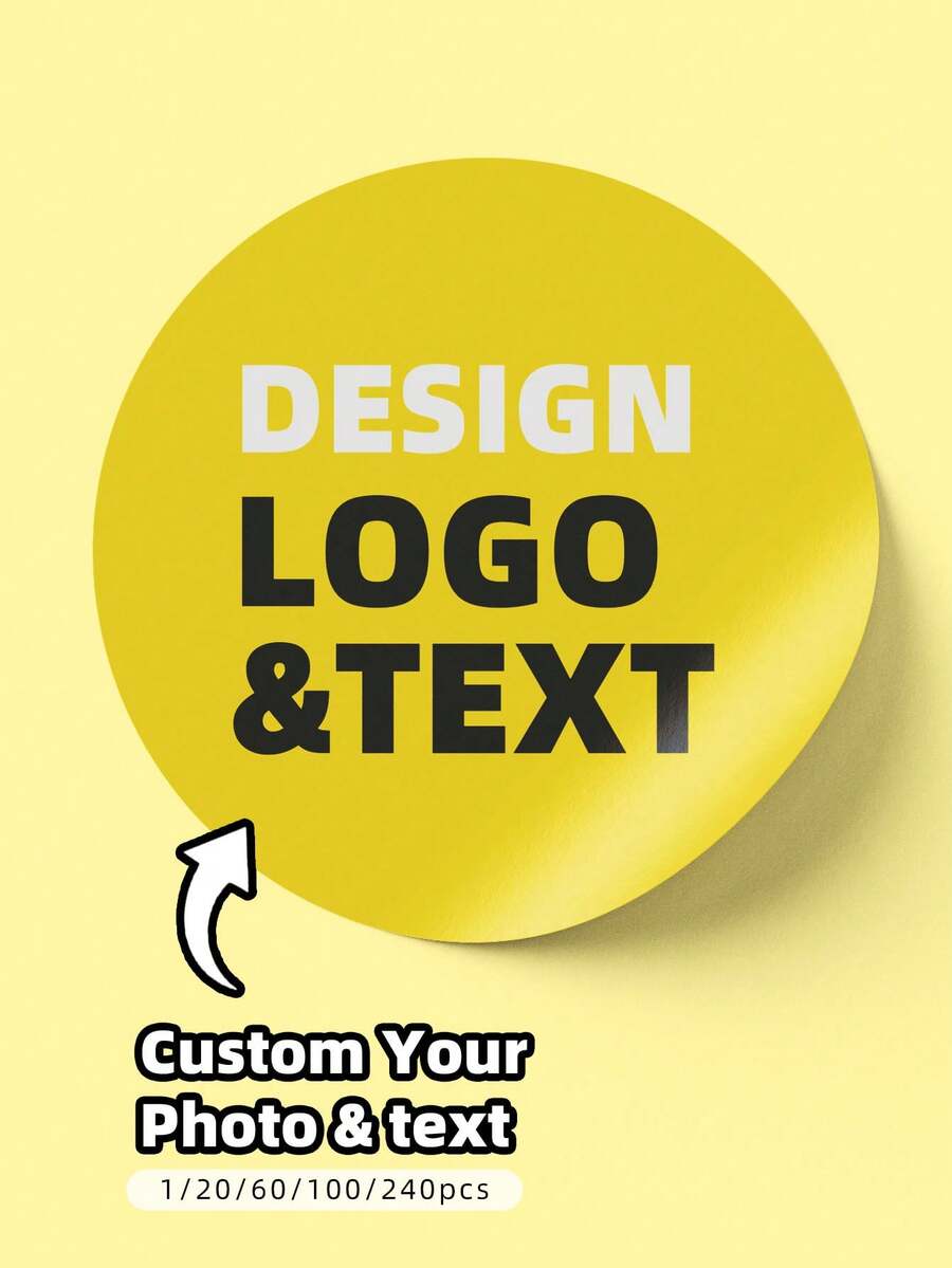 1/20/60/100/240 piezas Etiquetas personalizadas, personalizables con cualquier diseño, imagen, logotipo, texto, pegatinas, material PVC resistente al agua, adecuado para graduación, boda, cumpleaños y otras ocasiones, puede diseñar sus propias pegatinas personalizadas, decoración fuerte, vintage exquisito, personalizado único, regalo ideal para él, multifuncional, personalizable, personalizado - Multicolor - Ver 1