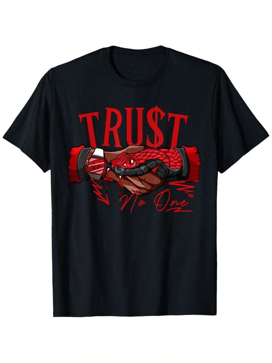 Snake Trust No One Red Taxi 12s Matching Tee For Men Women T-Shirt - 黑色 - 查看 1
