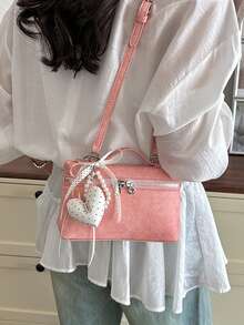 1pc Fashionable Daily Shoulder Bag Korean Ins Style Box Crossbody Bag - Pink - View 5