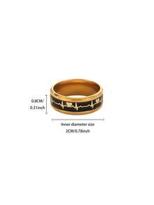 18k Gold Plated Inlay Black Carbon Fiber EKG Heartbeat Ring,Men's Stainless Steel 8mm Ring, Wedding Band,Engagement Ring, Jewelry Unique Gift - 1 - View 7