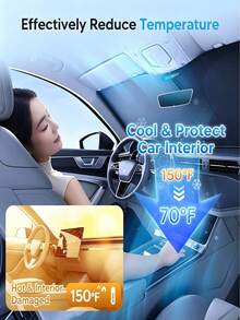 Car Sunshade, Large Size Car Front Windshield Sunshade, Foldable Front Window Sunshade With Storage Bag, UV Protection Heat Insulation Cooling Cover, Sedan, SUV, MPV, Van, Truck Interior Dashboard Protector, Summer Car Accessories, Car Travel Essentials - Multiple Styles - View 3