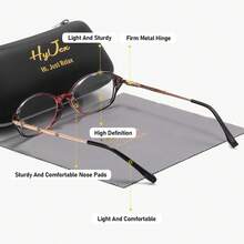 HyJex 1 Stück Unisex Exquisite Vollrahmen Plano-Brille, Neue Ovalrahmen Plano-Brille - Verschiedenfarbig - Übersicht 3