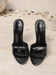 High Heel Sandals, Multi-Functional Fashion Design, Suitable For Outdoor, Summer Wear Women's Sandals, Solid Color Neutral Wedding - Black - View 6