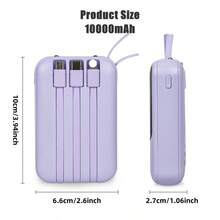 LADAPU This Mini Portable Power Bank Features A 10000mAh Capacity With A Built-In 4-In-1 Multifunction Cable.Mini Powerbank,Small Size, Big Power!  Supporting 22.5W Super Fast Charging, It's Compact, Perfect For Travel, Business, Keeping Your Devices Powered Anytime. - 黑色-22.5W - 查看 8