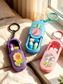 Caixa de Pílulas Portátil Mini com Flores de Girassol e Tulipa em Resina Transparente, Caixa de Pílulas com Chaveiro, Caixa de Armazenamento de Vitaminas para Trabalhador de Escritório, Caixa de Pílulas Mini Feita à Mão, Organizador de Medicamentos de Viagem, Caixa de Pílulas de Vitaminas Diária, Caixa de Pílulas de Bolso, Caixa de Pílulas Compacta, Recipiente de Armazenamento de Pílulas Diário, Caixa de Pílulas à Prova d'Água, Organizador de Medicamentos Diário, Chaveiro, Essencial para Casa, Essencial para Viagem - Multicolorido - Visão 5