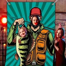 1 Peça Banner de Bottom de Festa com Tema de Pescador Oco, Adequado para Aniversário, Batismo Juvenil e Entusiastas de Pesca, Decoração com Tema Esportivo - Multicolorido - Visão 3