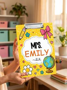 1pc Custom Teacher Name Speckle Clipboard, Cute Colorful Apple Pencil School Doodle Writing Board, Teacher Appreciation Gift,Classroom Must Haves,Back To School,Writing Board - Multicolor - View 5