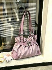 2026 New Pink Pleated Shoulder Bag For Women, Large Capacity, Commuter, Versatile, Lightweight Handbag - Pink - View 5