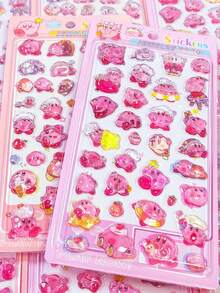 Japanese Cartoon Embossed Fun Stickers Crystal Diamond Children's Decorative Stickers Solid Stickers Cute 3D Embossed Stickers, Fun Sticker Games For Kids, Office And School Decorative Stickers, Craft Reward Puzzle Stickers, Transparent Embossed Creative Craft Stickers. - Multicolor - View 4