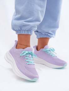 Bequeme Damen-Sportschuhe auf Plateau mit Memory-Schaum für Training und aktiven Lebensstil Gelirae Beige Lila - Violett - Übersicht 2