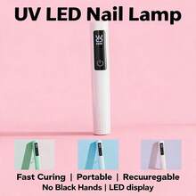 Lámpara de uñas LED UV de mano, lente convexa 5X de curado rápido, pantalla LED, recargable Type-C de 200mAh, sin manos negras, luz de bolígrafo portátil para uñas de gel, strass y uñas postizas, regalo asequible - Multicolor - Ver 2