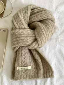 1 EGG Fashion Scarf Women's Winter Soft Wax Wool Knitted Warm And Thick Velvet Scarf Student Dress - Coffee Brown - View 9
