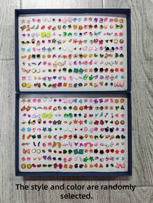 RINTOLER Juego de pendientes de plástico geométricos minimalistas de estilo japonés & coreano de colores, se vende con caja, estilo & color aleatorio, 100 pares (estilo & color aleatorio) - Multicolor - Ver 2