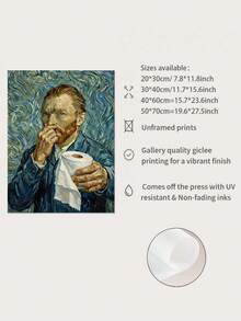 1pc 2D Flat Humorous Van Gogh Self-Portrait Toilet Paper Roll Wall Art Decor, Starry Night Style Humorous Bathroom Decor Poster, Frameless Modern Canvas Painting, Suitable For Bathroom, Toilet, Restroom, Home Decor, Bathroom Wall Decoration - Multicolor - View 8