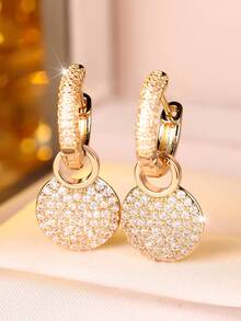 1 Pair Of Elegant, Minimalist Double-Ring Drop Earrings For Women-The Perfect Accessory To Brighten Up Your Work, Commute, And Everyday Outfits - Yellow Gold - View 3