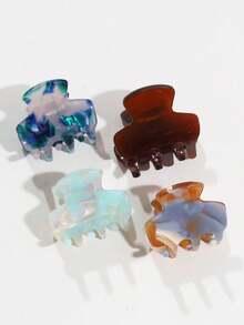 4pcs Fashionable Versatile Casual Acetate Mini Hair Claw Clips - Multicolor - View 7