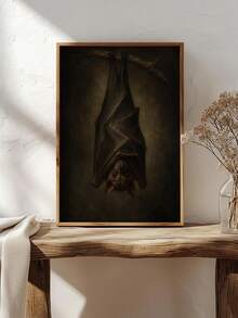 1 Stück Leinwandkunst, gerahmte Wanddekoration, Vintage Dark Academia Stil Ast Fledermaus Ölgemälde, atmosphärischer gotischer dunkler Wildtier Leinwanddruck, Retro dunkler Ton surrealistischer Ästhetik rahmenloses Poster, Bestseller dekoratives Gemälde, geeignet für moderne Heimdekoration, Raumdekoration, Wohnheimdekoration, Schlafzimmerdekoration, Badezimmerdekoration - Retro-Schläger - Übersicht 2