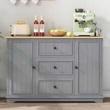 Modern Sideboard In A Minimalist Style / MDF Sideboard / Freestanding Base, High Load-Bearing Capacity / Generous Storage Space / Suitable For Dining Rooms, Living Rooms And Entryways - Grey - View 2