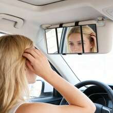 3-Fold Shiny Rhinestone Car Sun Visor Makeup Mirror, Adjustable 3-Panel Makeup Mirror, Universal Clip-On Car Sun Visor Vanity Mirror, Suitable For Car Interior - 1pc - View 7