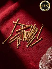 20Pcs 304 Stainless Steel 18K Gold Plated Twisted Bar Connector, Twisted Stick With Loop, DIY Handmade Jewelry Chain Extension Accessories - Connector - View 6