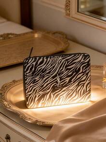 Yves Saint Laurent Zebra Print Storage Bag, Cosmetic Bag, Suitable For Daily Use, Luxurious Appearance, Versatile Use, Convenient To Carry, Zipper Design, Can Store Samples And General Merchandise, Suitable For Daily Use, Work, Travel, School And Other Occasions - Black - View 7