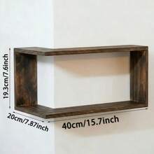 1 pieza Estantería de pared de madera trapezoidal, estilo nórdico, color madera clara, rectangular, estante de almacenamiento abierto, adecuado para decoración de sala de estar, dormitorio, estudio - A - Ver 5