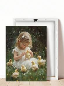 1pc Goose Girl Prints, Rustic Farmhouse Moody Girl With Ducks Painting,Shepherdess Lamb Art, Ideal Gift,Suitable For Bedroom,Living Room,Office,Wall Arts,Wall Decor,Home Decor,Room Decor,Canvas Wall Art,Posters, Wall Art With Frame, Optional Frame ﻿ - 1PCS - View 19