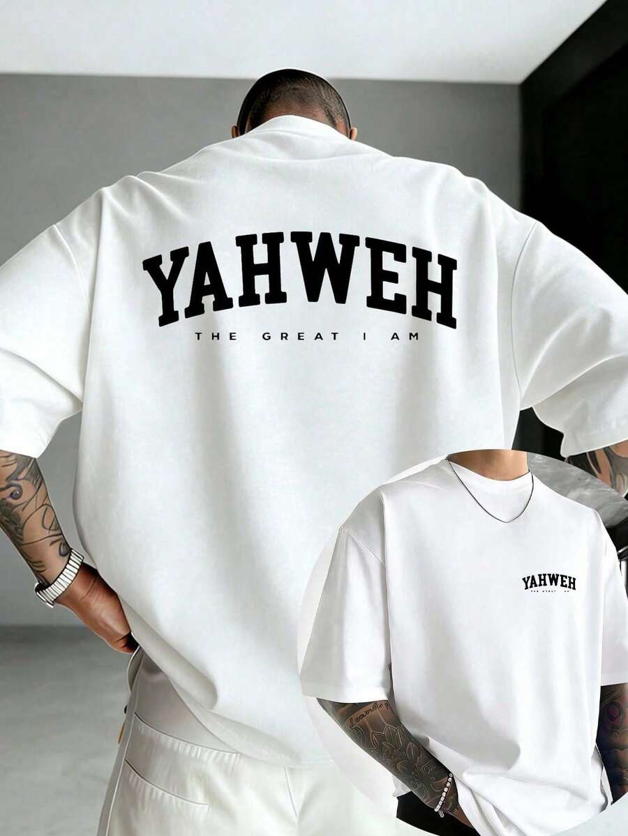 Vintage Religious Double-Print T-Shirt Made From 220g Cotton, Featuring Jesus Graphics And Biblical Text, Unisex Oversized Fit For Summer And As - 白色 - 查看 1