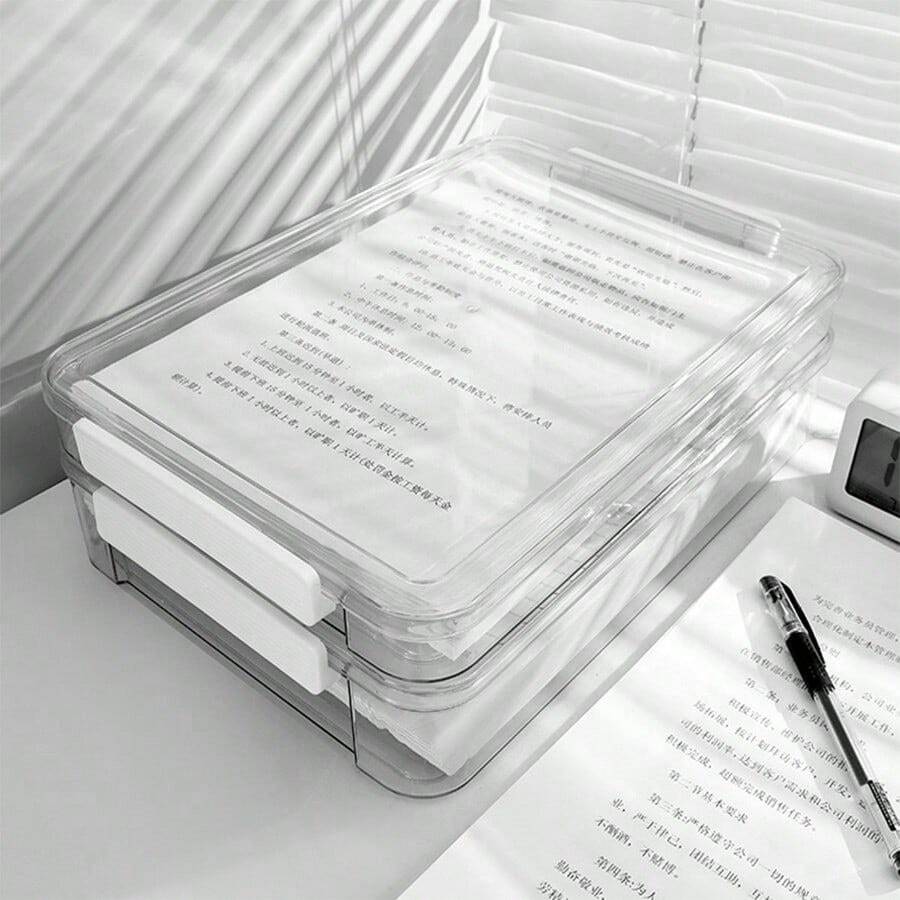 1pc Dust-Proof Desktop Certificate Storage Box, Suitable For A4 Documents And Certificates, Moisture-Proof Document Bag, Used For Record Keeping, Back To School Season, School Supplies - A - View 1