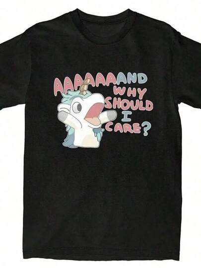 Boys Clothes, Summer Tops, Unisex Y2K Blueys Unicorse Cotton Graphic Tee, Girls Clothes, Men Clothes, Women T Shirt, Black Top, Back To School