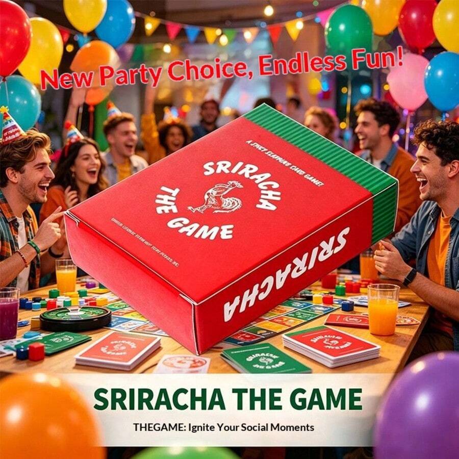 Sriracha The Game 辣味配對拍卡遊戲,便攜式家庭派對桌面桌遊,多人快反應互動遊戲,適合生日、節日團聚、遊戲之夜,全年齡層完美派對氛圍營造禮物 - 彩色 - 查看 1