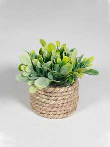 1pc Artificial Woven Rattan Potted Plant, Faux Eucalyptus Greenery, Mini Potted Plant, Home Decor, Suitable For Desktop, Party, Kitchen, Garden Decoration, Decorative Ornament, Sculpture, Room Decor, Back To School, Wedding - Multicolor - View 14