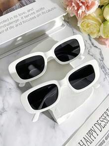 1/5/10/20 Pairs Vintage Small Square Frame Eyeglasses, Thick Frame Square Party Glasses, Bulk Set, Unisex For Women And Men - White - View 2