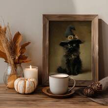 1 Stück rahmenloses Vintage-Wandkunst-Poster mit schwarzer Katze, Hexe, Gothic, Cottagecore, Dark Academia, viktorianischem Halloween-Stil, Muster für Wohnung, Wohnzimmer, Schlafzimmer, Studentenwohnheim, Partygeschenk, Raumdekoration, Wanddrucke, Vintage-Dekoration - rahmenlos - Übersicht 4