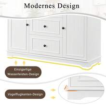 Modern Sideboard In A Minimalist Style / MDF Sideboard / Freestanding Base, High Load-Bearing Capacity / Generous Storage Space / Suitable For Dining Rooms, Living Rooms And Entryways - White - View 10