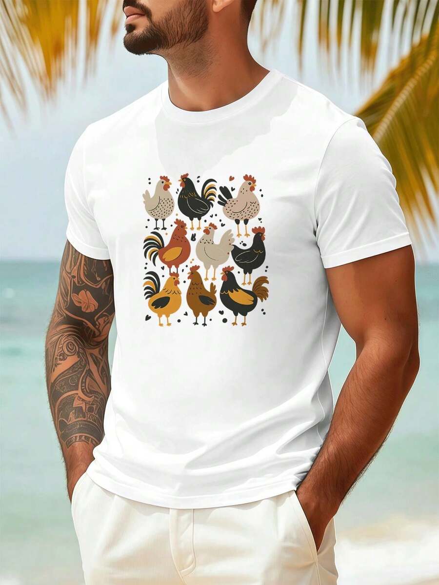 T-shirt pour homme avec imprimé à pois, en coton terne, décontracté, confortable, résistant, avec design graphique, nouvelle sortie. - Blanc - Voir 1