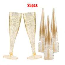25/50pcs Elegant Reusable Plastic Champagne Flutes - 4.5oz Pink Wine Drinking Glasses, Durable & Stylish For Weddings, Bars, Restaurants, Parties, Thanksgiving, Christmas, Halloween, New Year Party - 粉紅色 - 查看 10