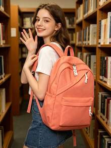 1 Set Back To School Fashion Casual Solid Color Backpack Set, Backpack + Tote Bag + Crossbody Bag + Pencil Case, Large Capacity With Laptop Compartment, Solid Color Student Backpack, Adjustable Shoulder Strap + Multi-Pocket Lightweight Portable School Bag, Zipper Bag Set, Suitable For Graduates/Students/Teenage Girls, Perfect For Outdoor Travel/Middle School/High School/College Use - 2186 - View 7